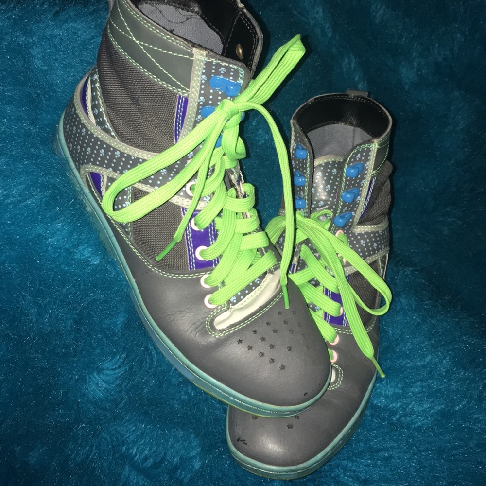 Punkrose sneakers Grey-lime green-purple & blue
